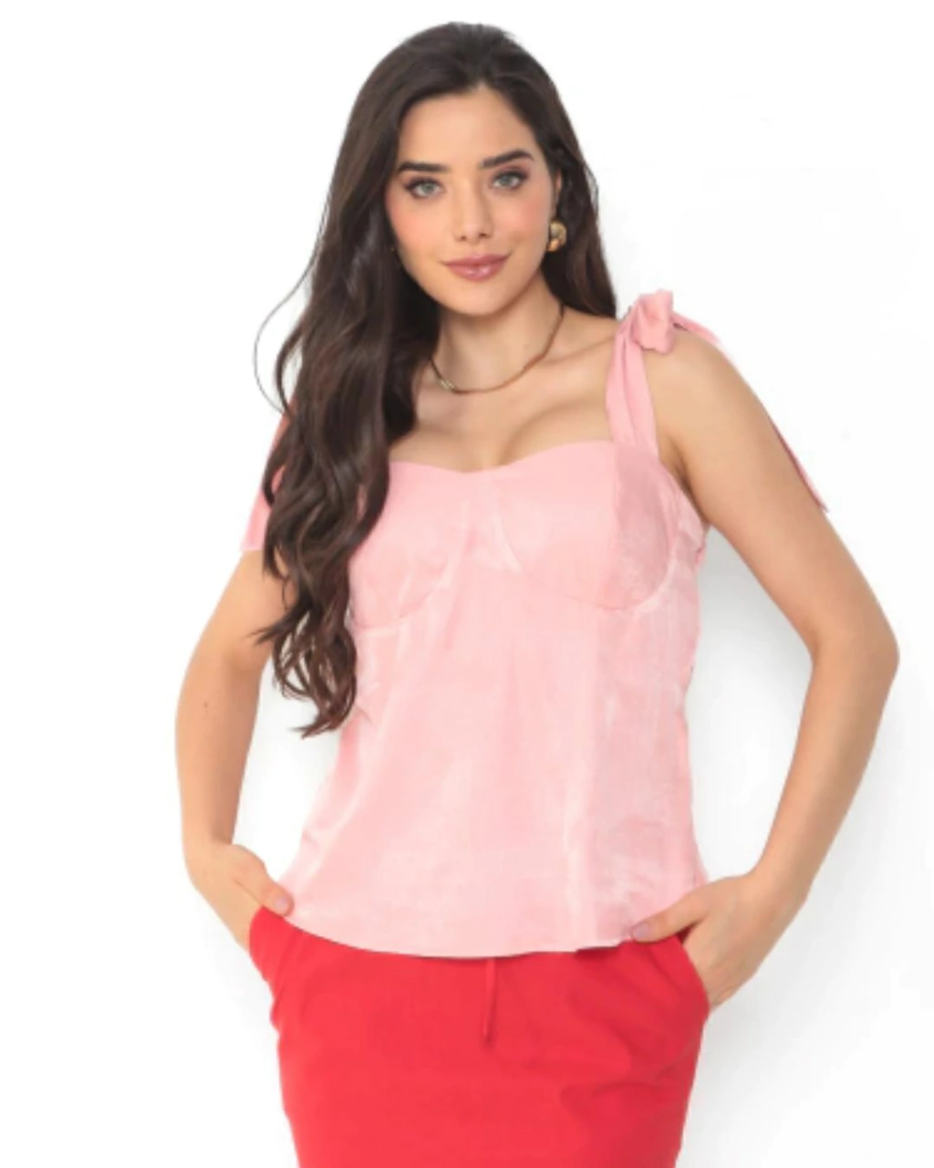 BLUSA BUSTIER COM AMARRAÇÃO ROSA
