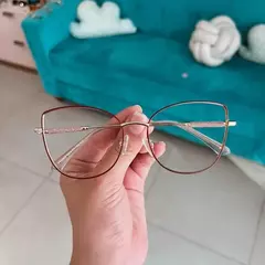 Óculos Gatinho com Hastes Douradas