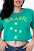 Cropped Brasil aplicação em Strass - comprar online