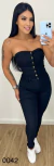 Macacão Jeans Longo Preto Pimenta Doce - comprar online