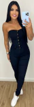 Macacão Jeans Longo Preto Pimenta Doce - Amôdorah