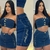 Conjunto Cropped sem Alça e Saia Jeans Pimenta Original na internet
