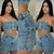 Conjunto Cropped sem Alça e Saia Jeans Pimenta Original - comprar online