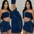 Conjunto Cropped sem Alça e Saia Jeans Pimenta Original
