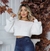 Blusa cropped Balão em tricot - comprar online