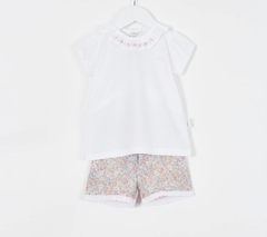 Remera M/CORTAS Cuello Volado bianca rosa - tienda online