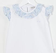 Musculosa Cuello Volado Liberty Celeste - comprar online