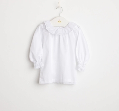 Camisa M/L Cuello Broderie Blanca