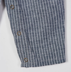 Pantalon BB Lino Rayado Azul - ALBA MIA