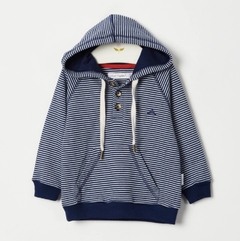 Buzo Rayado Azul y Gris