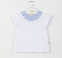 Remera Cuello Volado Margarita Celeste