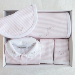 Manta Ramillete Rayada Rosa - ALBA MIA
