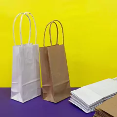 Mini Sacola Kraft Branco 8x5x16 Cosméticos Presentes Loja - loja online