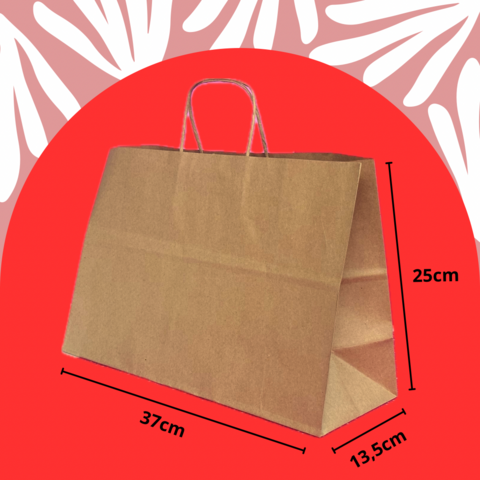 Sacola Kraft Caixa de Sapato Retangular 37x13,5x25 Presente Loja Embalagem