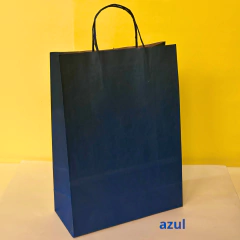 10 Sacola Kraft Colorida Grande com Alça 24x10x33 Presente Loja Embalagem - loja online