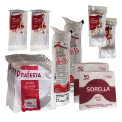 Kit Descartável Reforçado Festa Churrasco Evento Até 40 Pessoas