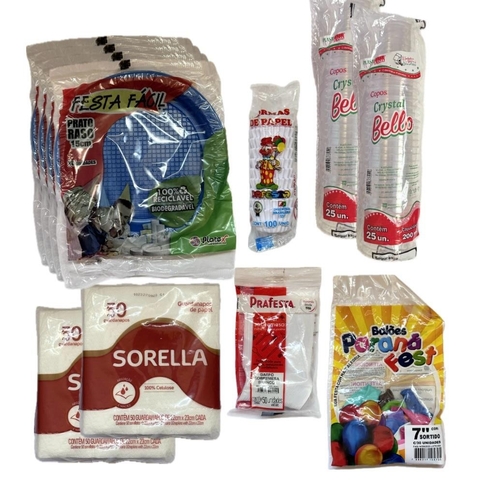 Kit Descartável Colorido Festa Aniversário Evento Até 40 Pessoas