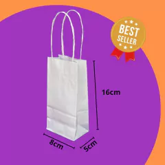 Mini Sacola Kraft Branco 8x5x16 Cosméticos Presentes Loja