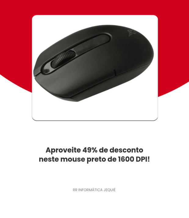 Mouse Airy Sem Fio 2.4g 1600 DPI Preto