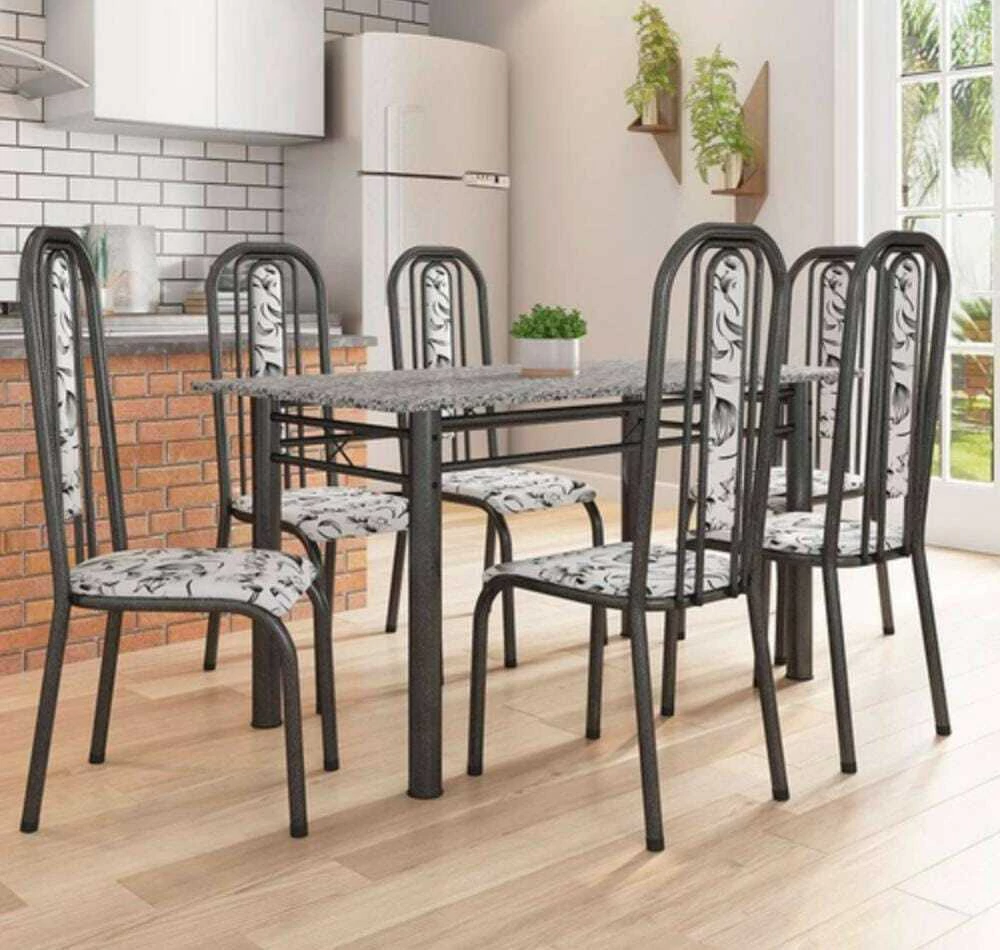 Conjunto de Mesa Atalaia C/6 Cadeiras 140x75 Uaí Moveis