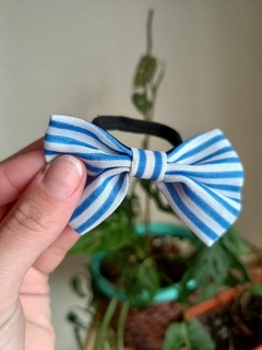Moño Pretty Rayado azul - Margaritas