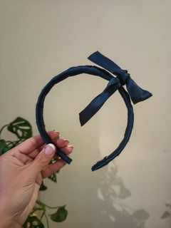 Vincha moño azul fina