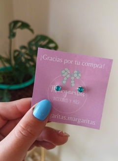 Aros piedra celeste plata 925