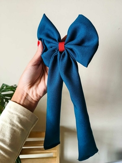 Moño azul y terracota