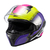 Capacete Texx Raptor Hornet Verde, Roxo e Branco Fechado