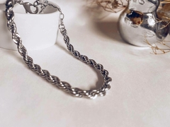 Pulseira Cordão Baiano, Banho de Ródio.
