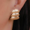 Brinco chapas folhas lisas no dourado