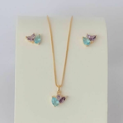 Conjunto gotas de cristais azul e roxo - comprar online