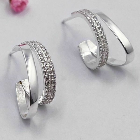 Brinco argolas lisa e cravejada