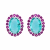 Brinco oval verde com rosa
