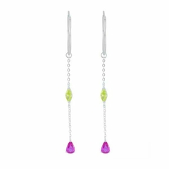 Argola com gotas rosa e verde limão - comprar online