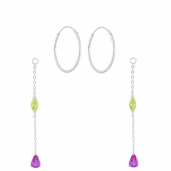 Argola com gotas rosa e verde limão na internet
