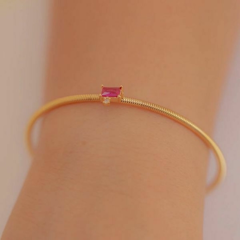 Bracelete com Cristal Rosa