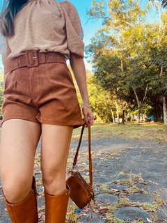 Short de veludo Cotelê - Marrom escuro - comprar online