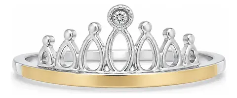 Anel Filete De Ouro 14k e Prata 925 Coroa de Zircônia Aro 15
