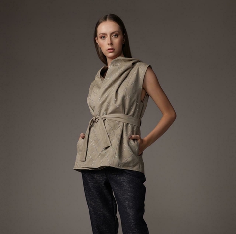 Colete Adeline brilho bege