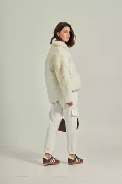 Casaco puffer de pele com bolso - Off White - Trevi