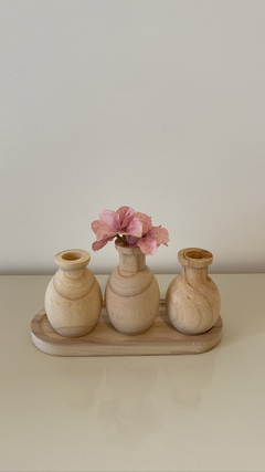 kit de bandeja e 3 vasos de madeira - comprar online