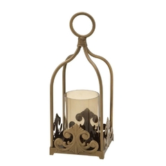 Candelabro Em Metal e Vidro Nas Cores Dourado e Marrom