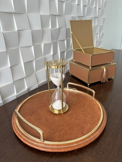 ampulheta decorativa em vidro e madeira - Delicatta Home Decor