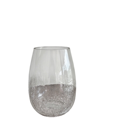Vaso de vidro craquelado baixo
