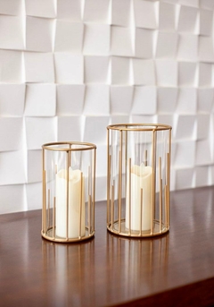 Candelabro Em Metal e Vidro Na Cor Dourado P - comprar online