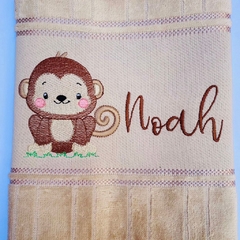 Toalha Lavabo Bordada Personalizada Infantil 30 x 45 cm – Safari: Macaco - comprar online