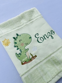 Toalha Lavabo Bordada Personalizada Infantil 30 x 45 cm - Dino - comprar online