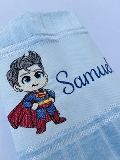 Toalha Lavabo Bordada Personalizada Infantil 30 x 45 cm - Herói Super Homem - loja online