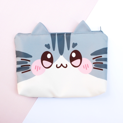 Lapicera/cosmetiquera Gato Gris con rayas - comprar en línea